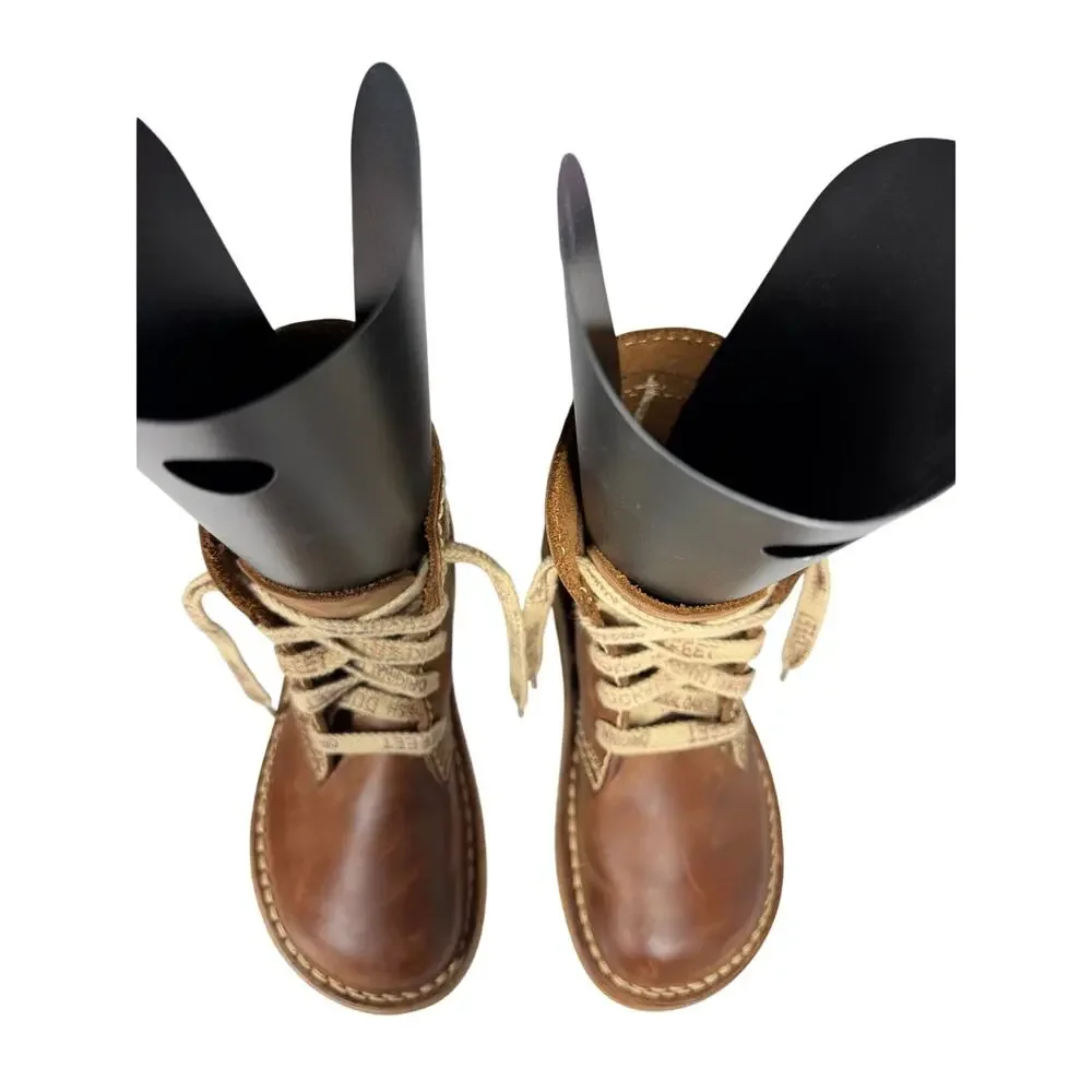 DUCK FEET BOOTS SZ 7 Faborg Lace Leather Upper Crepe Soles Cocoa Handcrafted